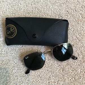 Ray-Ban Gold Frame Hexagonal Flat Lenses